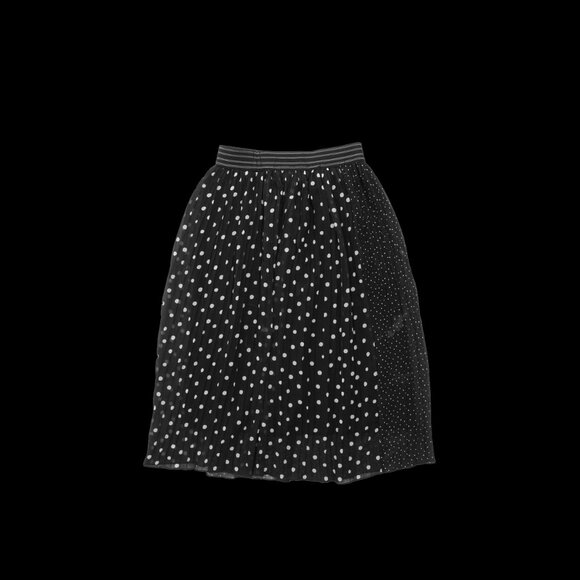 ZARA Black Polka Dot Pleated Midi Skirt - Picture 2 of 5